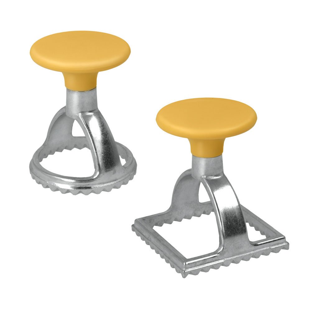 Metaltex Set of 2 Stainless Steel Ravioli Stamps & Cutters-Square and Circle, Alloy, Silver, 252326