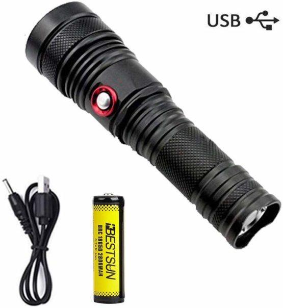 LED Torch Rechargeable USB Tactical Flashlight Torches 2000 Lumen Charging Torch T28 XM-L2 T6 LED Waterproof (Battery and USB Cable Included)