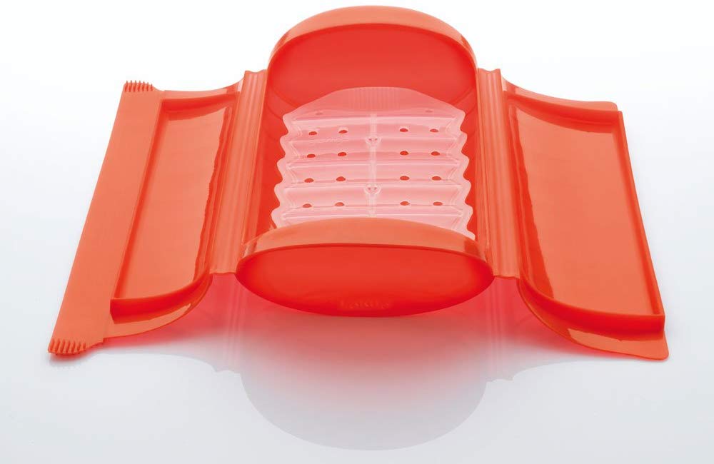 Lékué Steam Case, silicone Red, 1-2 people (650 ml), 15x10x8 cm - Image 3