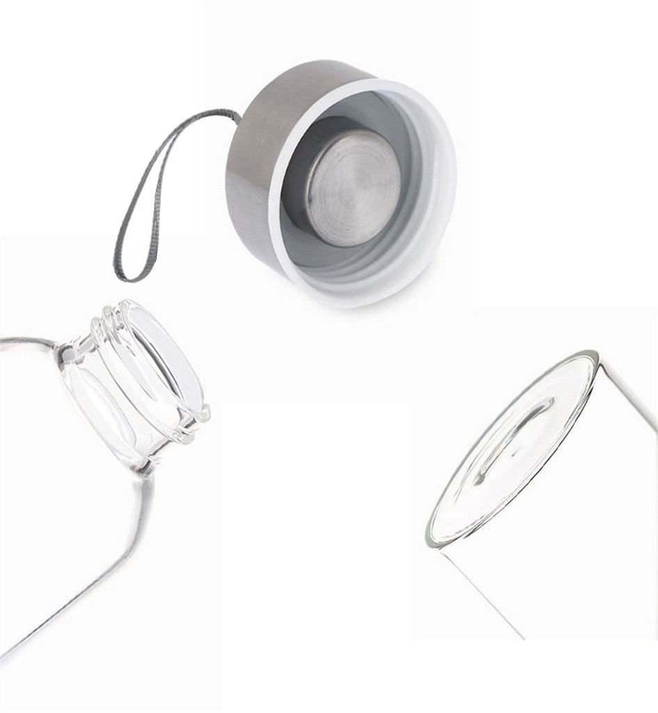 HTUK Glass Water Bottle with Carrying Loop 500ml Clear, Transparent, 500 ml - Image 2