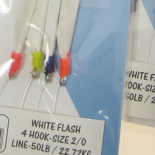 FISHZONE RIG PRO SERIES, Bulk Pack of 10 x Classic Daylight/White Flask Commercial Quality Sea Feather Lure Fishing Rigs - Image 2