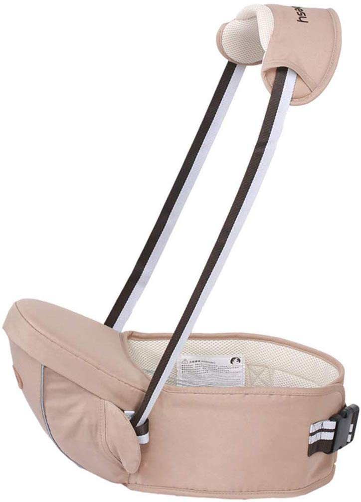 Ergonomic Hipseat Baby Carrier with Shoulder Strap, Waist Stool Seat for Carrying Baby Toddlers Light Weight and Labor Saving-Khaki
