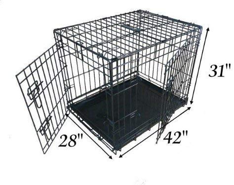 Ellie-Bo Black Standard XL 42-inch Folding 2-Door Dog Cage/Crate with Metal Tray, 107 cm L x 71 cm W x 79 cm H - Image 2