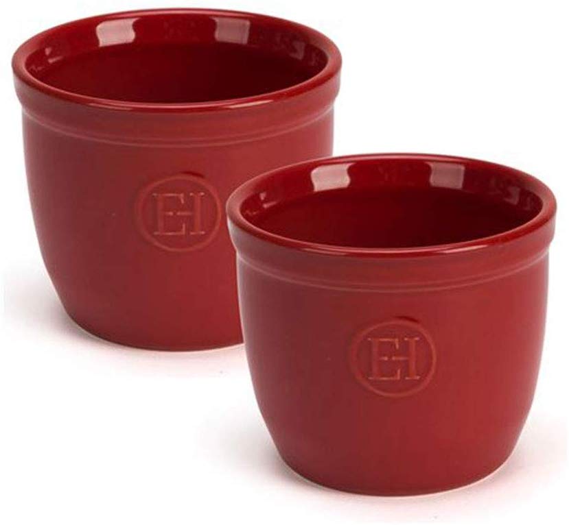 Emile Henry Set 2 x Ramekin Dish No 8, (10.08), Burgundy, 8.5x8.5x7 cm