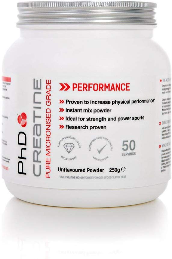 PhD Nutrition 100% Micronised Creatine Monohydrate Powder, 100% Creatine Monohydrate, 50 Servings (Pack of 1)