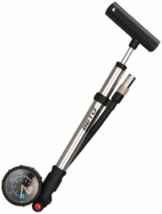 Beto SP-002AGN Alloy Bike Shock Pump with Gauge, Silver - Image 2