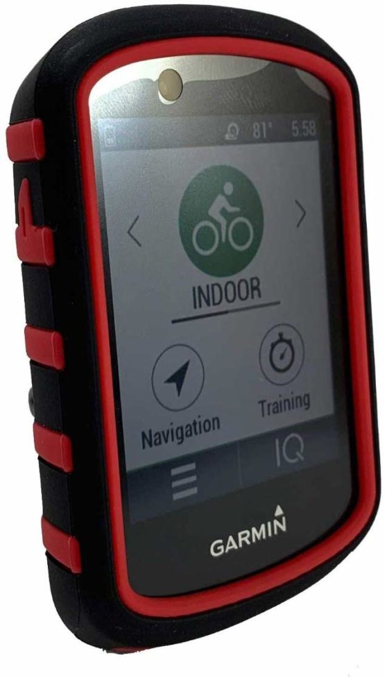 TUFF LUV Silicone Twin Dual Layer Double Protective Skin Case Compatible With Garmin Edge 830 - Black/Red
