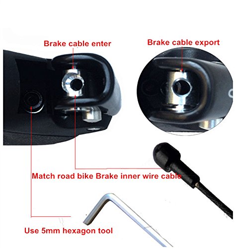 UPANBIKE Brake Levers Set for Road Bicycle Fixed Gear Bike, Time Trial, Black - Image 3