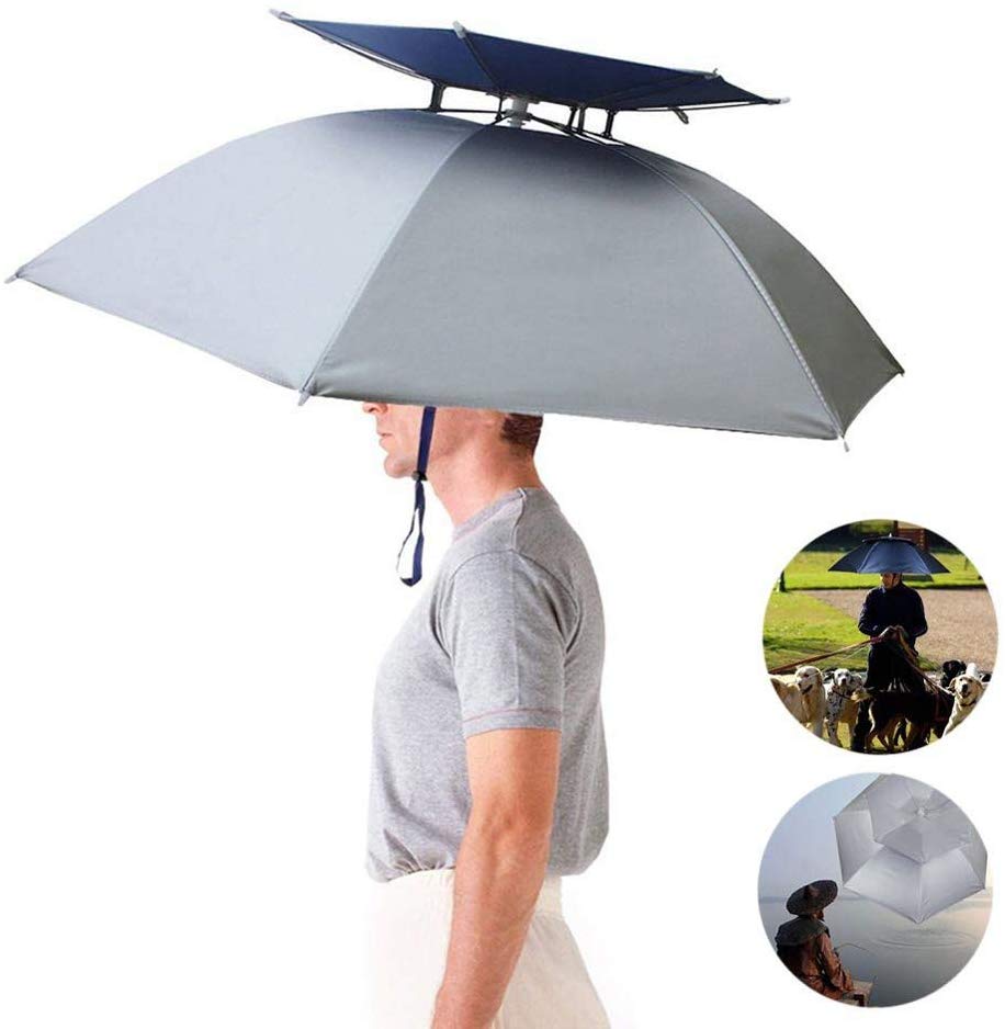 Finlon 30″ Inverted Umbrella Hands Free Fishing Umbrella Hat Double