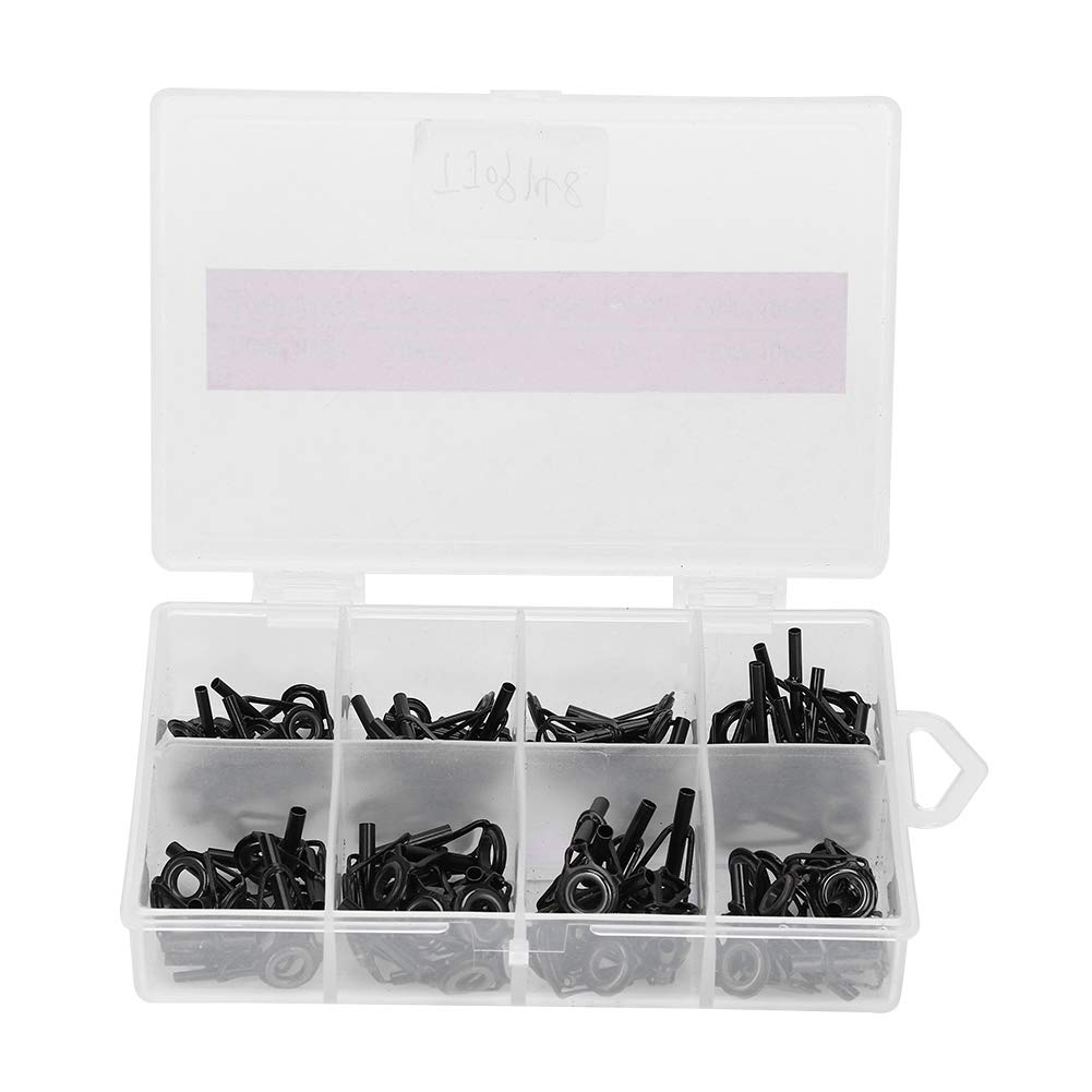 80pcs Fishing Rod Guides Stainless Steel 8 Sizes Fishing Rod Guides Tips Eye Ring Sea Fishing Pole Line Guide