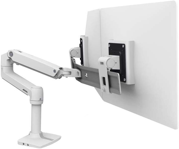 Ergotron - LX Dual Direct Monitor Arm, VESA Desk Mount - for 2 Monitors Up to 25 Inches, 0.9-5kg Each - White (45-489-216) - Image 2