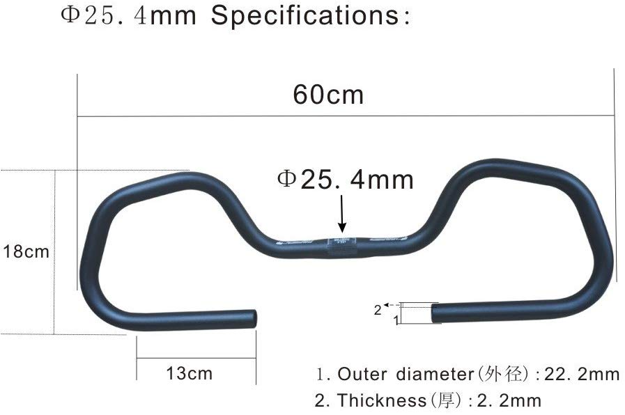 UPANBIKE Bike Butterfly Handlebar with Sponge Grips for Trekking Cycling Bike Road Bicycle (φ31.8mm), Black, 31.8 mm Hanlebar+2 Sponge - Image 3