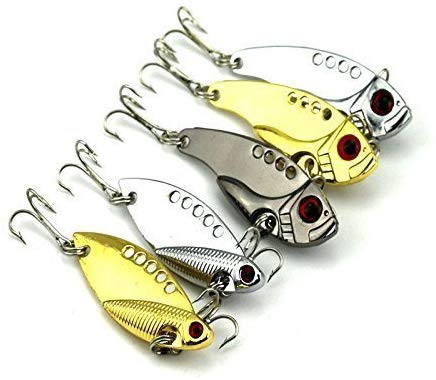 OriGlam 5pcs Metal VIB Hard Bass Crankbait Fishing Lure with Spinner Blade for Bass Fishing, Random color