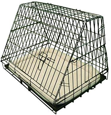 Ellie-Bo Black Deluxe Slanted Medium 30-inch Folding Dog Cage/Crate with Metal Tray and Dog Bed Mat, 76 cm L x 54 cm W x 54 cm H