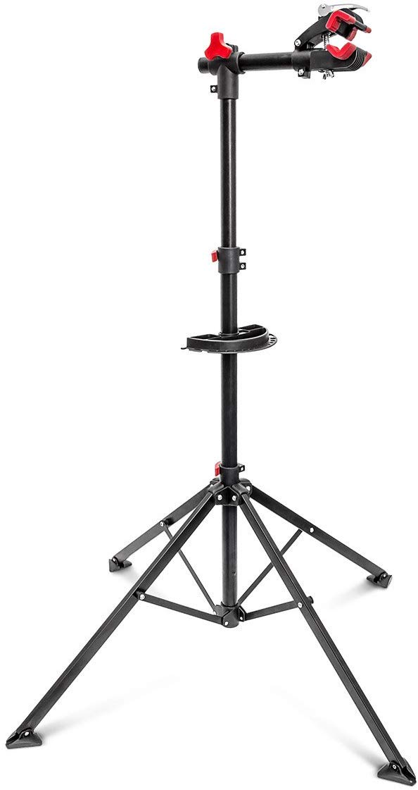 Relaxdays Bicycle Stand with Tool Storage, for Bike Maintenance & Folding and Adjustable, w 4 Legs, Steel, Black - Image 2