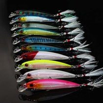 OriGlam 10pcs 3D Artificial Minnow Fishing Lures Baits, Plastic Fishing Tackle CrankBait Bass, Hard Bait Life-like Swimbait Fishing Lure Bait