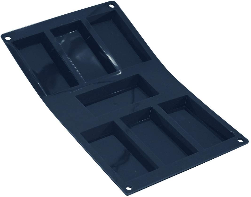 De Buyer 1976.03 Moul ' Flex Silicone Baking Mould - 7 Large Financier Rectangular Cakes, Black