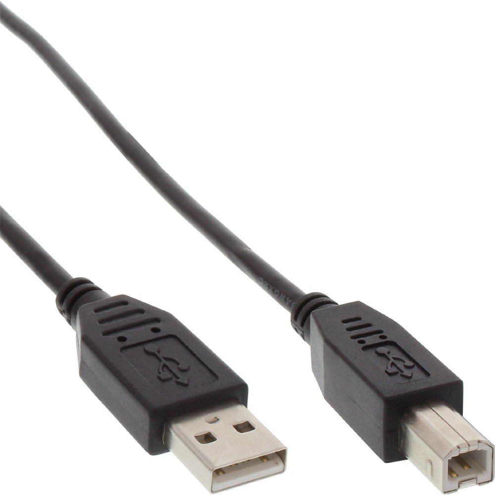 InLine 34550X USB Cable 0.5 m USB A USB B Black - USB Cables (0.5 m, USB A, USB B, Male Connector/Male Connector, 480 Mbps, Black)