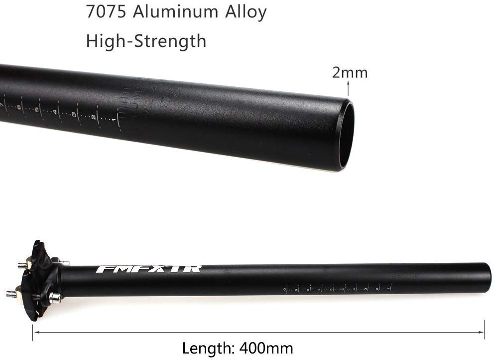 UPANBIKE Bike Seatpost Aluminum Alloy φ25.4 28.6 27.2 30.9 31.6mm*400mm Extender Length Seat Post for Mountain Bike(Black φ27.2mm) - Image 2