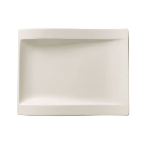Villeroy & Boch 1025252646 New Wave Rectangular Breakfast, Porcelain Plate for Smaller Dishes, Dishwasher and Microwave Safe White, 26 x 20 cm