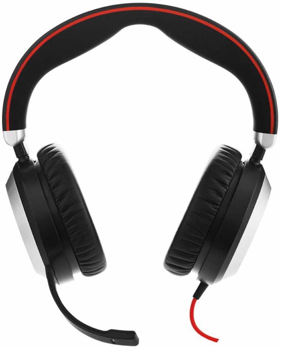 Jabra Evolve 80 MS Wired Stereo Over-Ear Headset – Microsoft Teams Certified Headphones With Active Noise Cancellation – USB-C Cable and 3.5 mm Jack Connections – black - Image 3