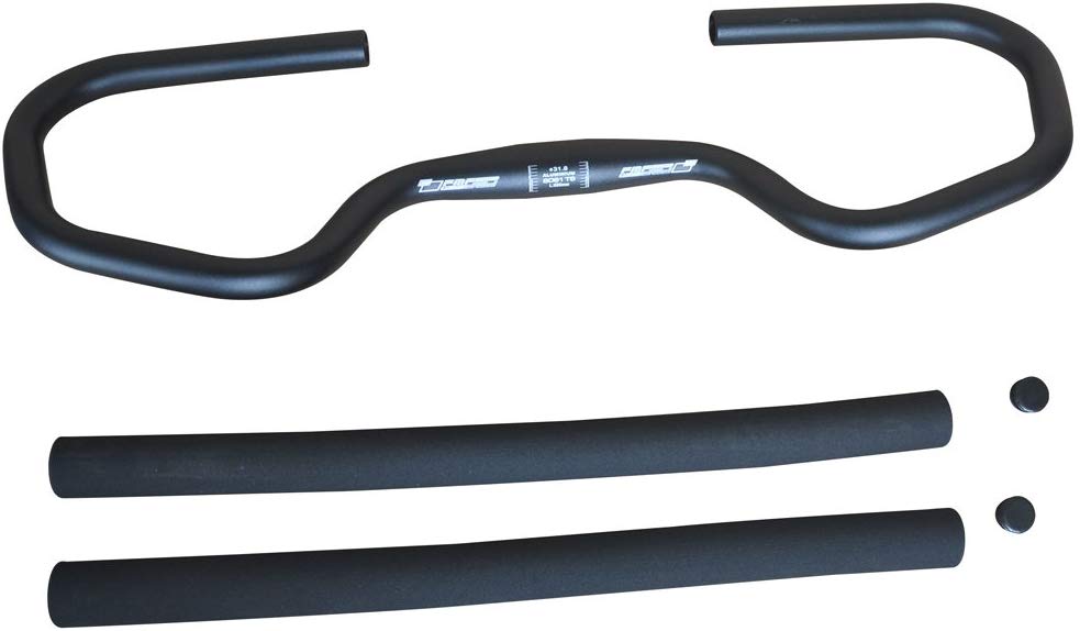 UPANBIKE Bike Butterfly Handlebar with Sponge Grips for Trekking Cycling Bike Road Bicycle (φ31.8mm), Black, 31.8 mm Hanlebar+2 Sponge