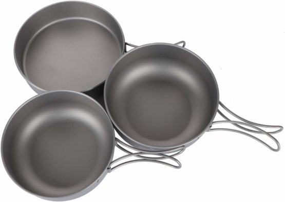 Boundless Voyage Outdoor Ultralight 3PCS Titanium Bowl Set Camping Cookware Picnic Titanium Pan - Image 3