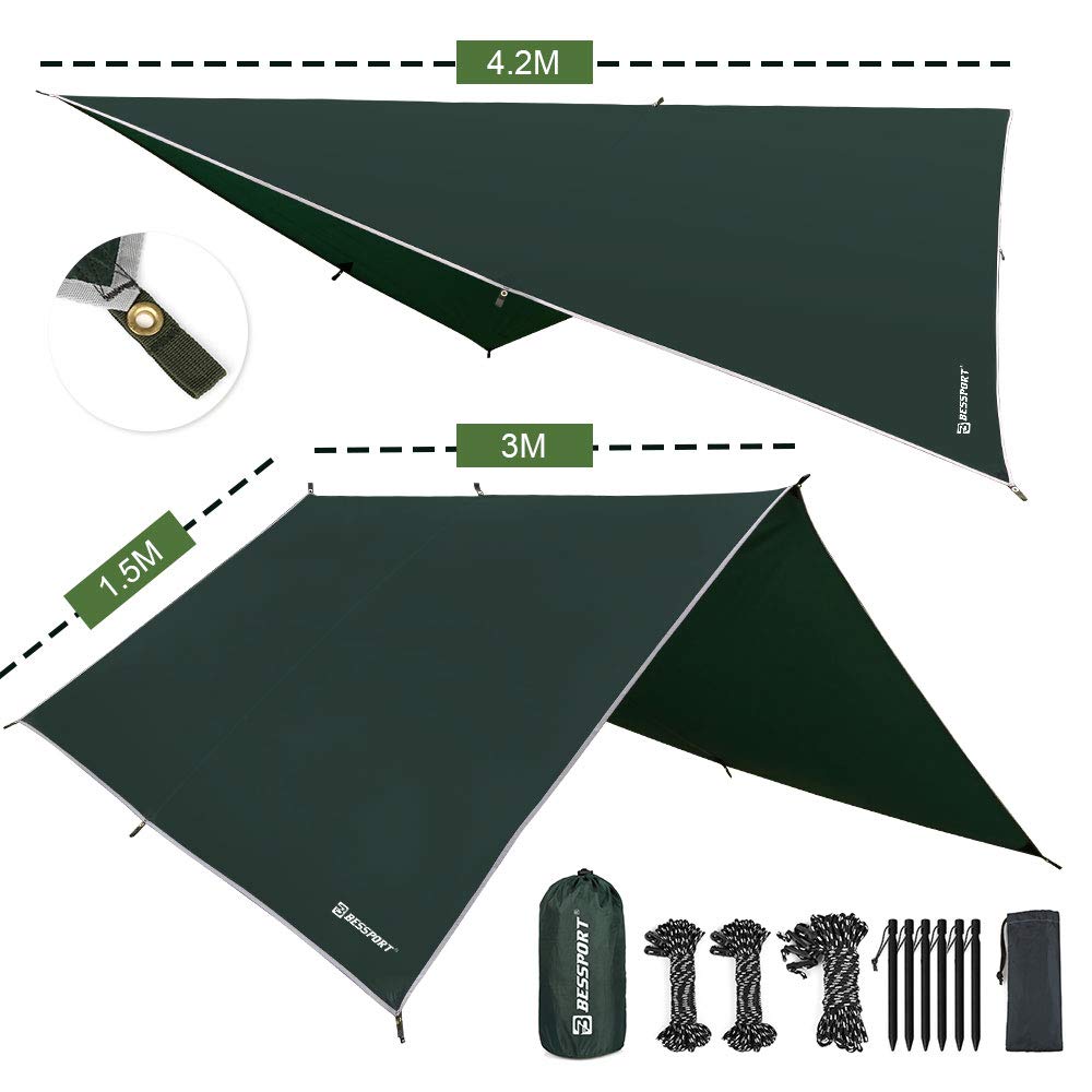 Bessport Tent Tarp Hammock Rain Fly Tent Tarp 3m x 3m Lightweight ...