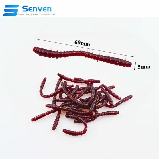 senvenelec Artificial Earthworm, Biomimetic Soft Silicone Earthworm Baits Worm Fishing Lures Simulation Red Worms Plastic Green Environment Strong Temptation Bait Fake RedWorm - Large 100Pcs - Image 2