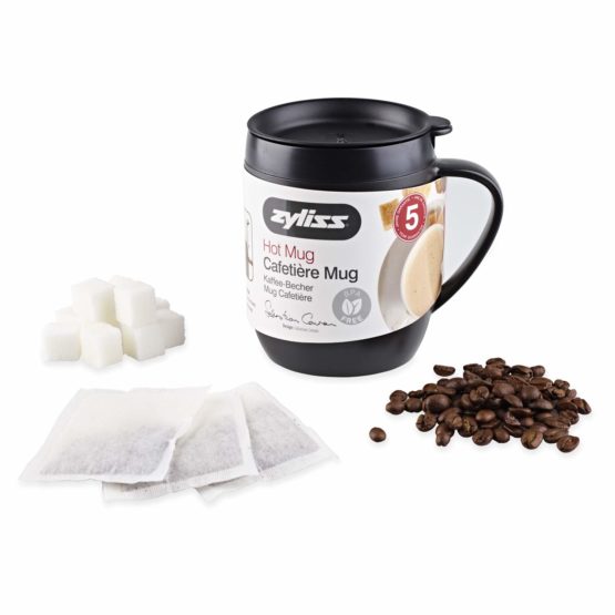 Zyliss E990001 Hot Mug Cafetiere | Plastic/Silicone | Grey | Coffee Travel Mug/Insulated Coffee Mug/Filter For Ground Coffee/Mug With Lid/Camping Mug | Dishwasher Safe | 5 Year Guarantee - Image 3