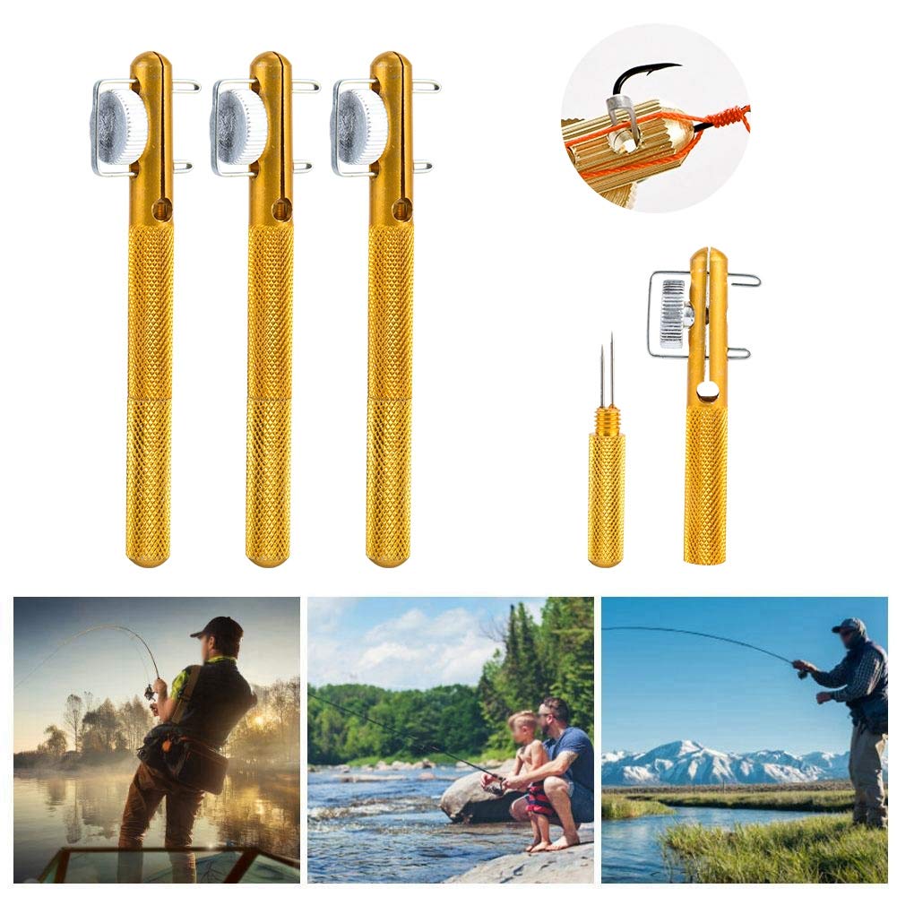 Zerone Fishing Knot Tool, 4 PCS Fly Line Knot Tying, Aluminium Alloy, Gold, 11.4cm / 4.5inch, 4 Pieces - Image 4