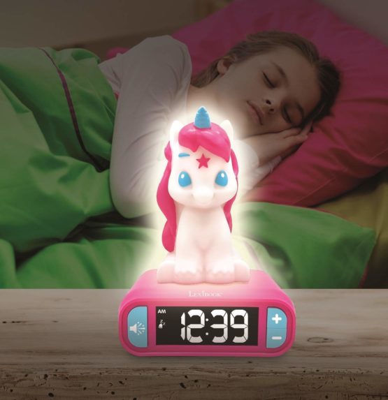 Lexibook Night Light, Snooze Sound Effects, Childrens Clock, Luminous Unicorn, Pink Colour - Image 2