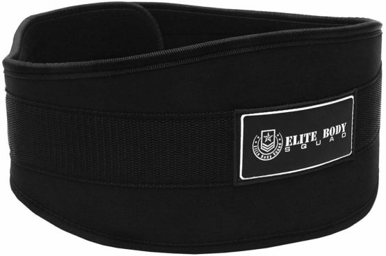 Elite Body Squad Weight Lifting Belt Pro Quality Neoprene Back Support Belt With Speed Grip Strip Closure And Stainless Steel Hook And Loop Design - 6” Wide Soft Feel Padding Guarantee + FREE EBOOK