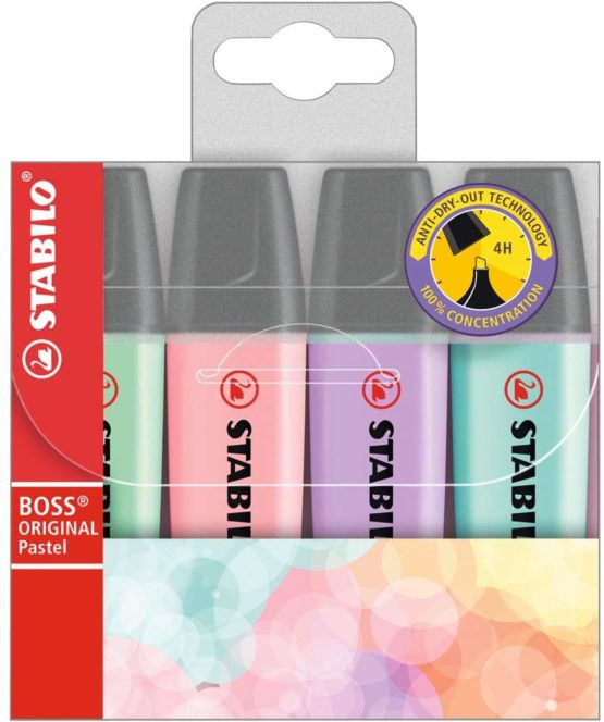 Highlighter - STABILO BOSS ORIGINAL Pastel Wallet of 4 Assorted Colours