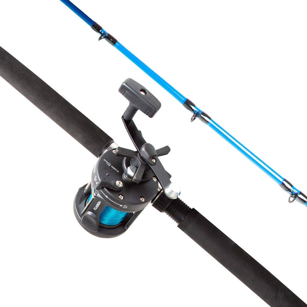 FLADEN Fishing, Quality 6ft or 7ft, 30 to 40 lbs Class BOAT SEA FISSION BLUE Rod and Multiplier Reel Combo