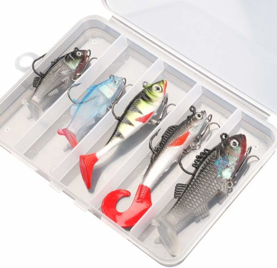 DONQL Soft Fishing Lures Kit, Fishing Lures Baits Tackle Set for Freshwater Trout Bass Salmon-Include Vivid Spinner Baits, Artificial Silicone Bass Baits With Box