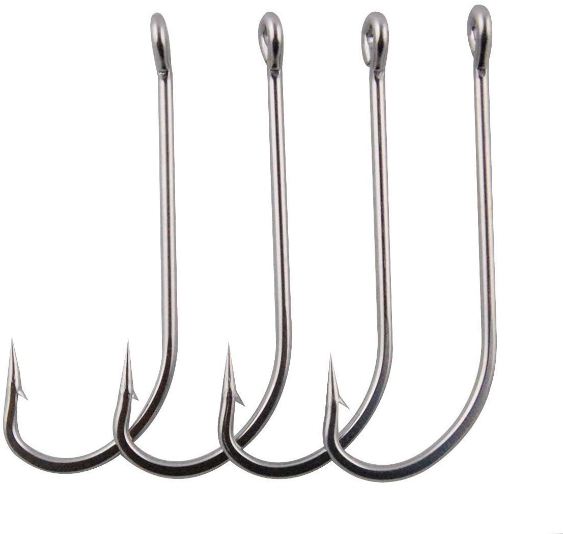 Stainless Steel Saltwater Fishing Hooks-50pcs/lot 34007 Extra Strong O'shaughnessy Forged Long Shank Fishing Hooks (2/0_50pcs)