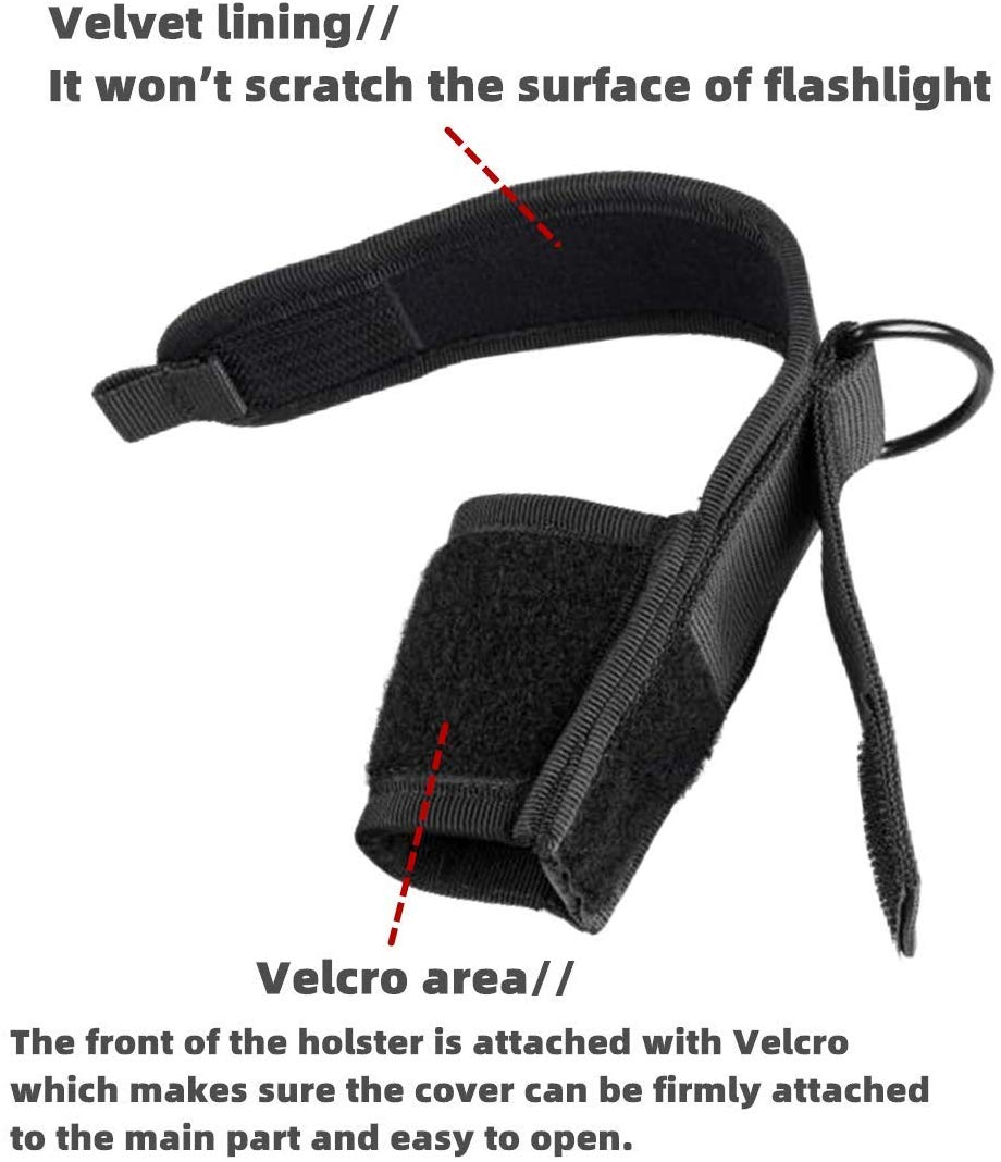 Weltool FH6 Nylon Torch Holster with Hook & Loop Closure Semi-Closed Structure fits Duty Belt Backpack for Weltool T10-HR - Image 4