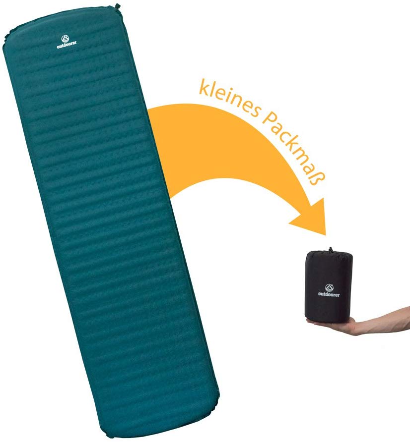 Outdoorer Trek Bed 2, ultra-light, 5cm self-inflating sleeping pad, small pack size, Grün - Image 4