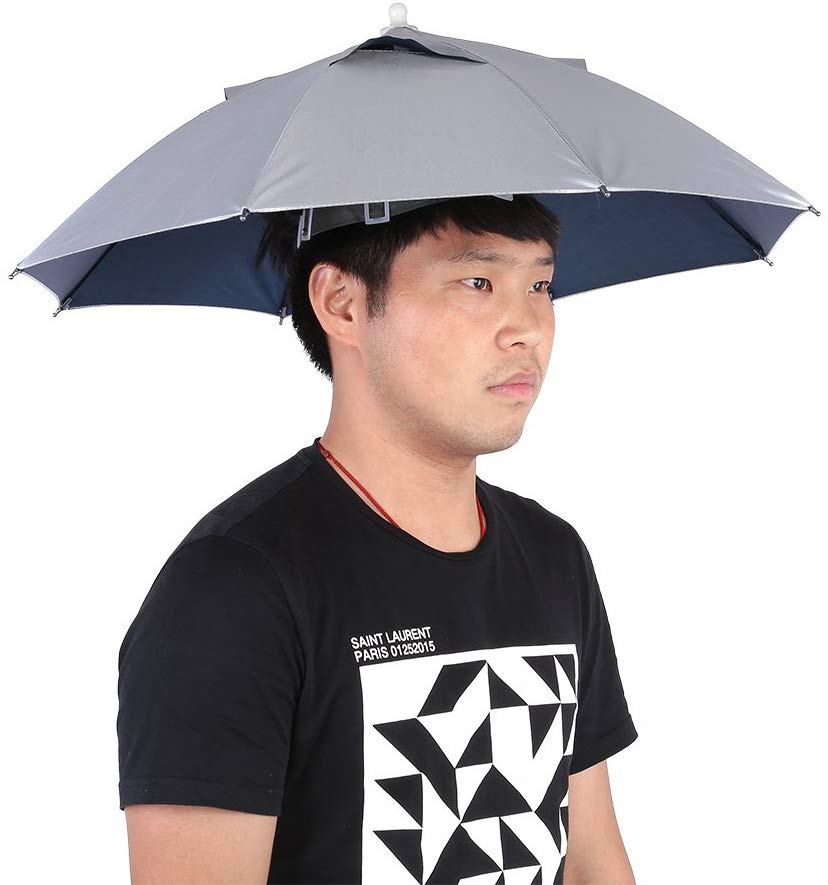 VGEBY Umbrella Hat, Windproof Head Umbrella Hat Handfree UV Protection Umbrella Hat Waterproof Fishing Hat for Outdoor Golf Camping