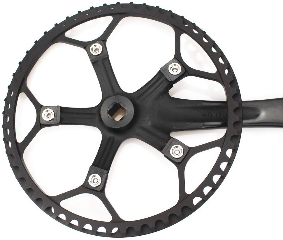 CYSKY Single Speed Crankset Set 53T 170mm Crankarms 130 BCD Litepro Folding Bike Crankset with Protective Cover for Single Speed Bike Track Road Bicycle - Image 2