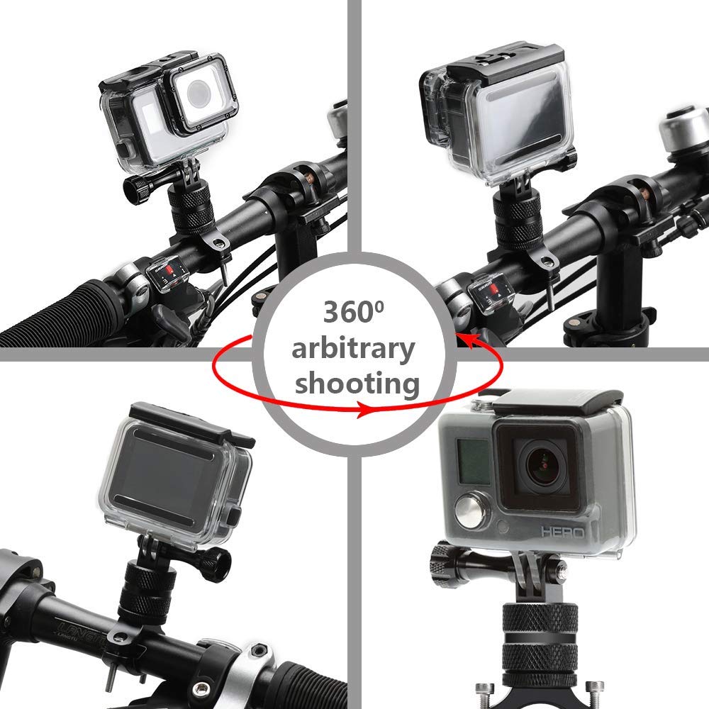 Forevercam Metal Bicycle Mount for GoPro Camera Handlebar Aluminium Mountain Bike Holder 360 Degree Rotation Rack Cradle Compatible Gopro DJI Insta Action Camera - Image 2