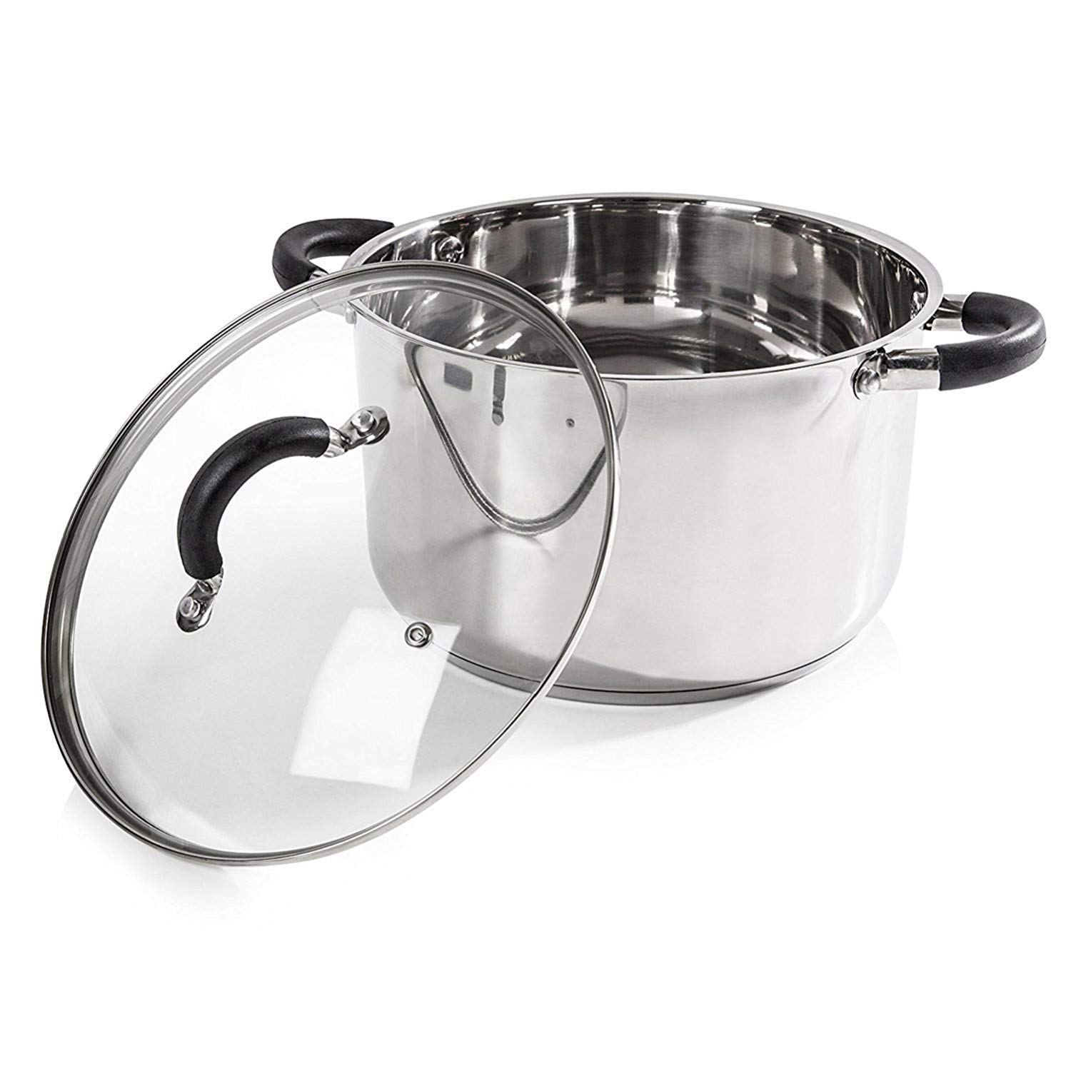 Tower T80837 Essentials 24cm Casserole Dish with Encapsulated Base & Tempered Glass Lid, Mirror Finish Interior & Exterior