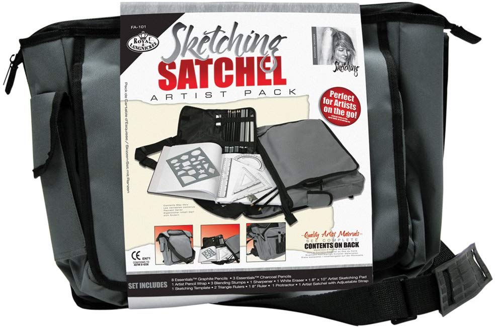 Royal and Langnickel Sketching Satchel Artist Set, Charcoal,grey