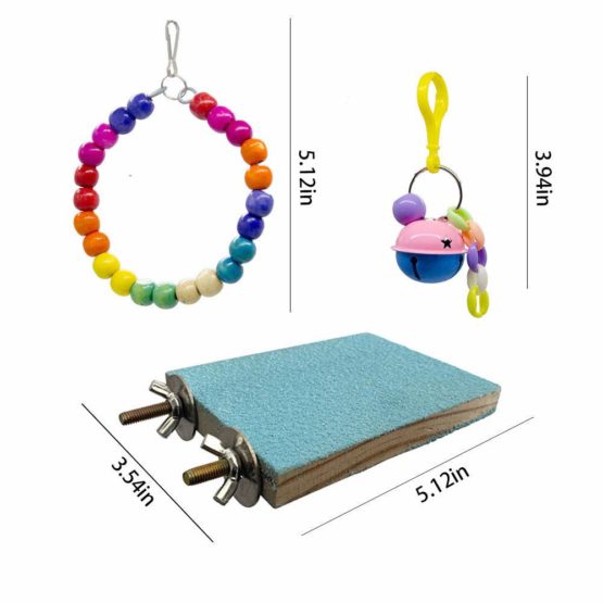 Bird Toys Hanging Swing Shredding Chewing Perches Parrot Toy for Cage Conures Parakeets Cockatiels Macaws Finches Mynah Budgies (Colorful, 8) - Image 4