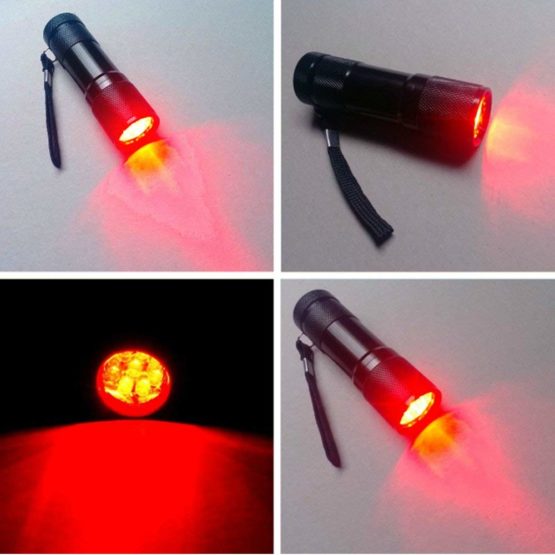 9LED Red Light Waterproof Flashlight Torch Astronomy Night Vision Camping Black - Image 3