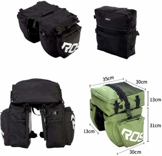 XPhonew Bike Rear Rack Bag, 3 in 1 37L Waterproof Cycling Pannier Rear Rack Bag Bicycle Back Seat Trunk Bag Saddle Bag for Mountain MTB Bike with Detachable Shoulder Strap & Reflective Sign - Image 3