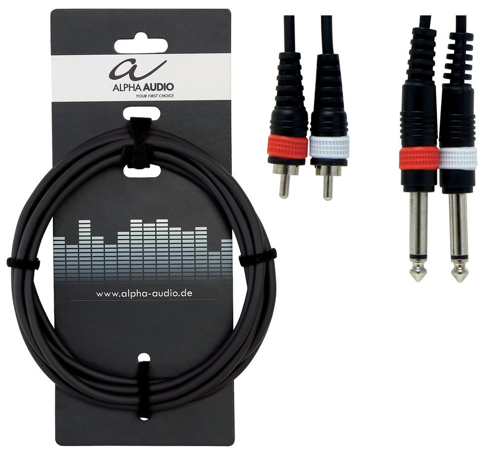 Alpha Audio 190210 1.5 m 2x 6.3 mm Mono Jack Plug to 2x 6.3 mm cinch Basic Line Twin Cable
