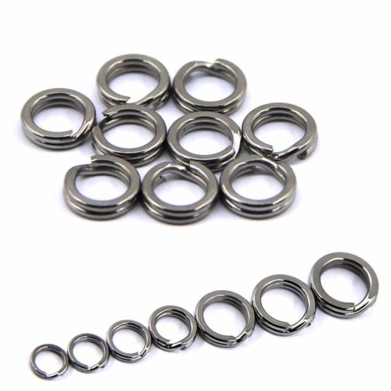Fishing Split Rings Stainless Steel Double Loop Split Rings High Strength Metal Spoon Spinner Lure Solid Circle Lure Hook Connectors Fishing Tackle