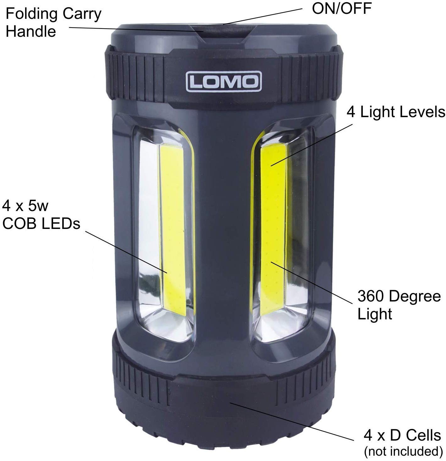 Lomo LED Camping Lantern , 4 Light Settings, Camping, Emergency Light- 1000 Lumens, Black - Image 2
